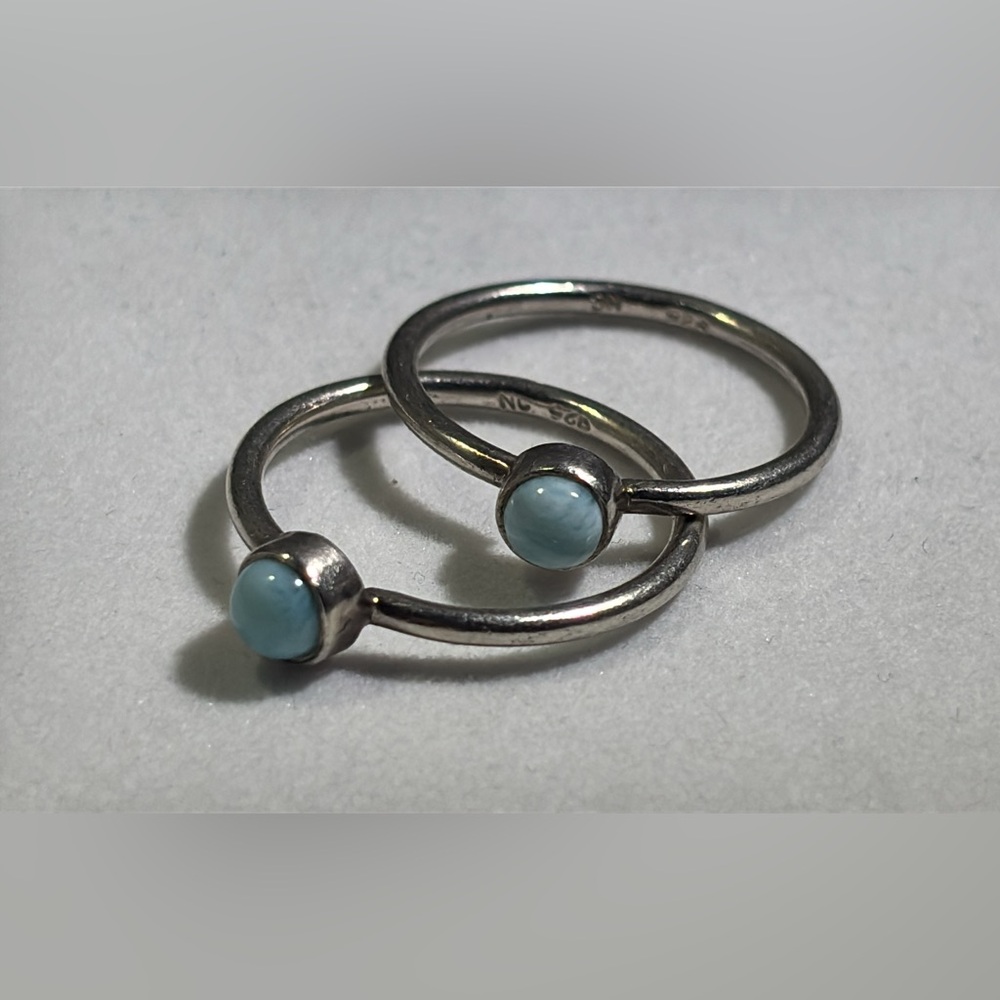 Larimar Sterling Silver Stack Rings - image 1
